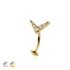 MULTI CZ V SHAPE TOP 316L SURGICAL STEEL THREADLESS FLOATING BELLY BUTTON RING